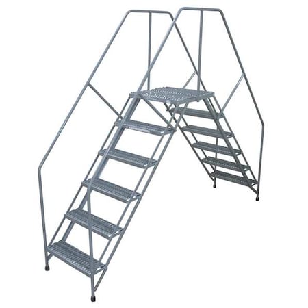Cotterman Crossover Ladder, 50 in Platform Ht, Steel, 350 lb Load Capacity, 5 Steps 5PC48A3B1C1P6