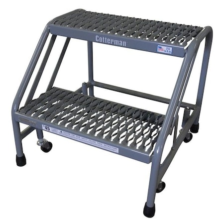 Cotterman Rolling Step, 2 Steps, 500 lb Load Capacity, 20 in Overall Height, Steel, Gray 1302N2626A3E10B3C1P6