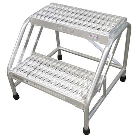 Cotterman Stationary Step, 2 Steps, 500 lb Load Capacity, 20 in Overall Height, Aluminum, Gray 4502N2626A3E10C50P1