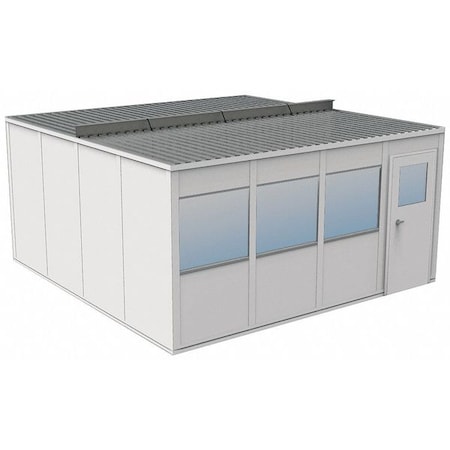Porta-Fab Unassembled 3-Wall Modular In-Plant Office, 8 ft. H, 16 ft. 4-1/2" W, 16 ft. 4-1/2" D, Gray OV1616G-3