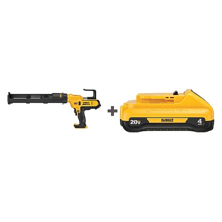 Dewalt Caulk Gun Kit, Yellow, 29 oz Capacity, 20V DC DCE570B / DCB240