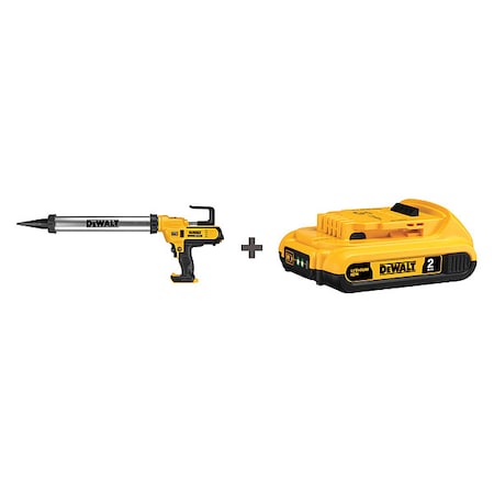 Dewalt Caulk Gun Kit, Yellow, 20 oz Capacity, 20V DC DCE580B / DCB203