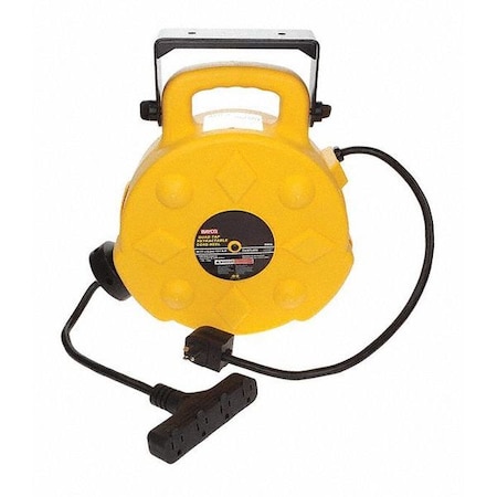 Bayco Cord Reel, 12 AWG, Yellow Reel Color, 40 ft Length, 4 Outlets SL-8904-40