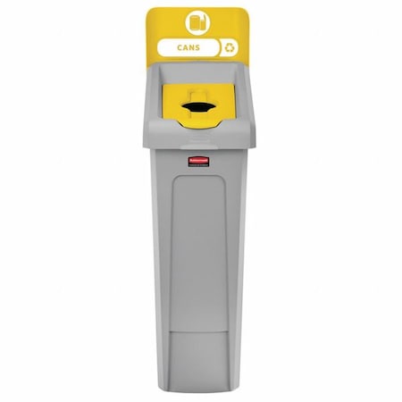 Rubbermaid Commercial 23 gal Rectangular Recycling Station, Flat with Top Opening, Silver Vein/Satin Alum, 1 Openings 2185052