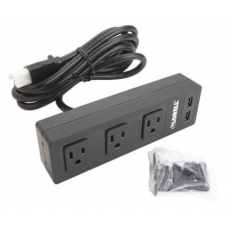 Lorell AC Power Center, 3 AC Power, 2 USB, Black LLR33993