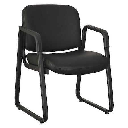 Lorell Guest Chair, Black Back, 26 in W 24.8" L 33-1/2" H, Leather Seat LLR84577