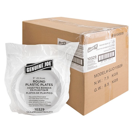 Genuine Joe Disposable Plastic Plates, PK500 GJO10329CT