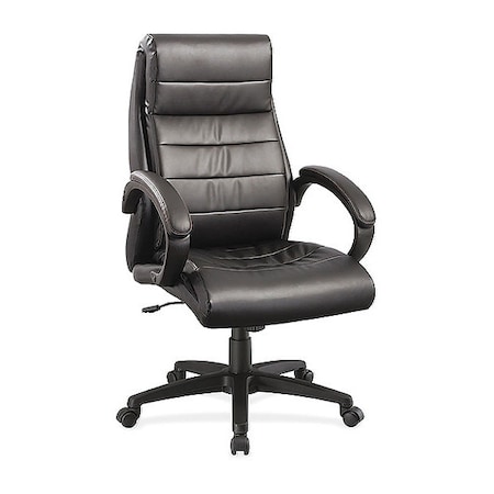 Lorell Executive Chair Deluxe High-Back Leather Chair, Black, Adjustable Arms, Leather, Black LLR59532