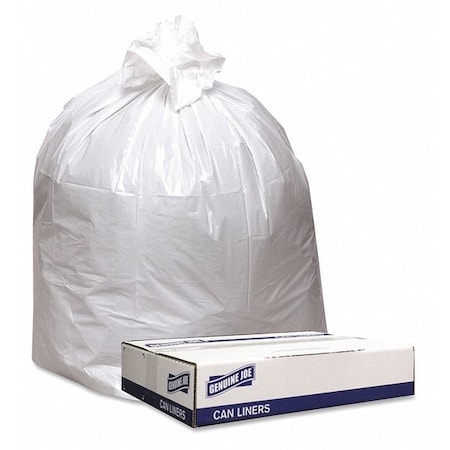 Genuine Joe 45 gal Trash Bags, 0.90 mil (23 Micron), White, 100 PK GJO4046W