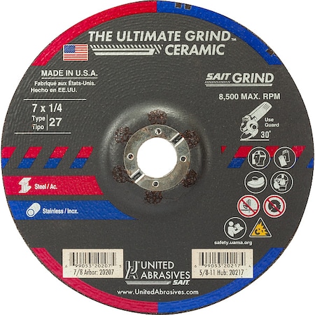 United Abrasives/Sait Abrasive Grinding Wheel 20207