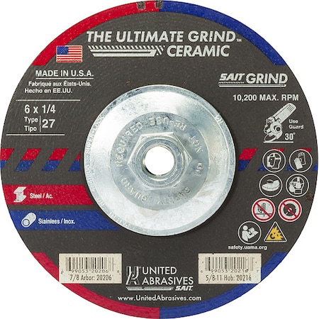 United Abrasives/Sait Abrasive Grinding Wheel 20216