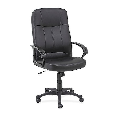 LORELL Leather Executive Chair, 17-3/4" to 21-1/4", Open Loop Arms, Black LLR60120