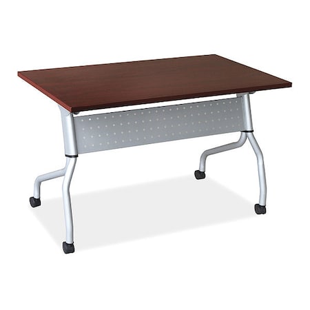 Lorell Rectangle Lorell Mahogany Flip Top Training Table, 23.6 W, 48 L, 29.5 H, Nylon Top, Mahogany LLR60722