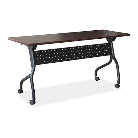 Lorell Rectangle Lorell Mahogany Flip Top Training Table, 23.6 W, 48 L, 29.5 H, Melamine Top, Mahogany LLR59518