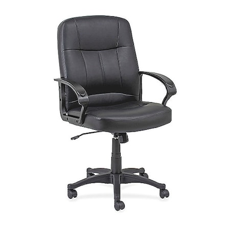 Lorell Managerial Chair Lorell Mid-Back Desk Chair, Open Loop Arms, 17-1/2" Height, Leather, Black LLR60121