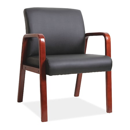 Lorell Guest Chair, Black Back, 24 in W 25.6" L 33.3" H, Fixed, Leather Seat LLR40202
