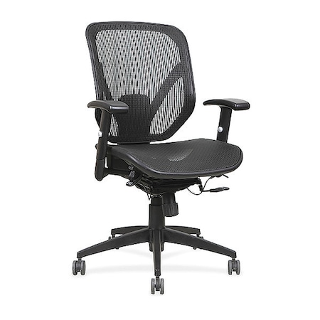 Lorell Managerial Chair Mesh Seat/Back Mid-Back Chair, Black Seat, Adjustable Arms, Mesh, Black LLR40203