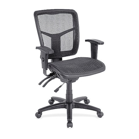 Lorell Managerial Chair Mid-Back Swivel Mesh Chair, Black Frame, Adjustable Arms, 17" to 21" Height, Mesh LLR86904