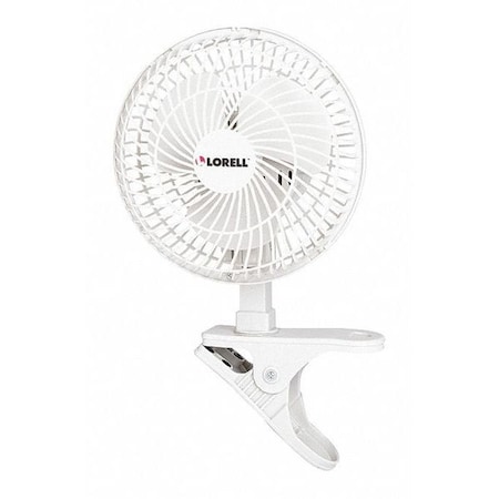 Lorell 6" Blade Dia Portable Clip Fan, 2 Speeds, Light Gray LLR44552