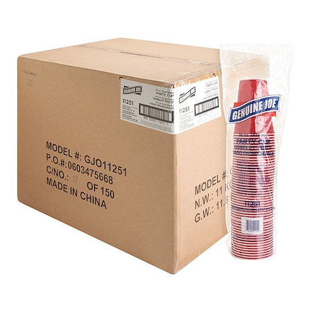 Genuine Joe Plastic Party Cups16OzRed, PK1000 GJO11251CT