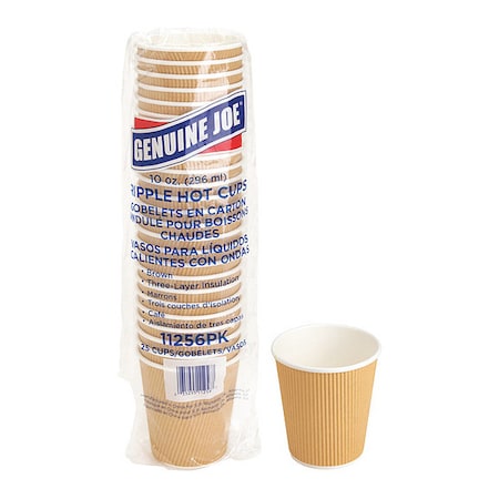 Genuine Joe Ripple Hot Cups10OzBrown, PK25 GJO11256PK