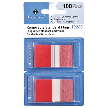 Sparco Rmvbl Standard Flags Dispenser, Red, PK100 SPR19260