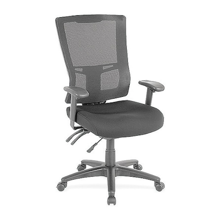 Lorell Executive Chair High-Back Mesh Chair, Fabric Black Seat, Adjustable Arms, 18" to 21-3/4" Height LLR85561