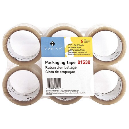 Sparco Transparent Hot-Melt Tape, 3" Core, 3 , PK36, 36 PK SPR01530