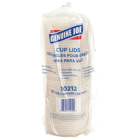 Genuine Joe Vented Hot Cup Lid, 50 / Pack, White, PK50 GJO10212