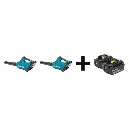 Makita LXT(R) 36 V Battery Powered Leaf Blower Kit, 473 cfm, 120 mph, Battery Included, 60.2 dB(A) XBU02PT - XBU02PT + BL1840B-2