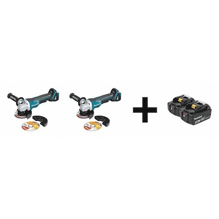 Makita Angle Grinder Combo Kit,  18V DC,  5 in Wheel Dia. XAG11Z - XAG11Z + BL1840B-2
