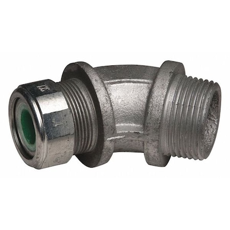 Raco Conduit Fitting Cordgrip, 1 in, Liquid-Tight, Malleable Iron, Zinc Plated, Green 3747-0