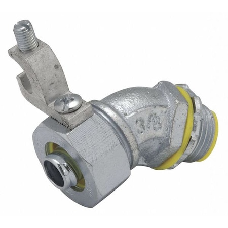 Raco Liquidtight Conn, Grnd Lug, 45 deg., 1-1/2" 3566-3