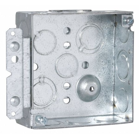 Raco Electrical Box, 21 cu in, Square Box Type, 2 Gangs, Steel, Square Shape 189HWP