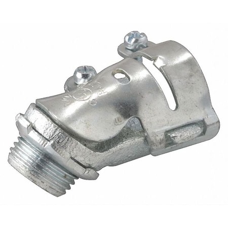 Raco AC/MC Connector, 1/2 in, Push-On, Malleable Iron, Electro Zinc Plated 2222