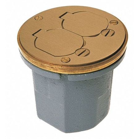 Raco Electrical Box, 18.5 cu in, Floor Box Type, 1 Gang, Brass, Round Shape 6224