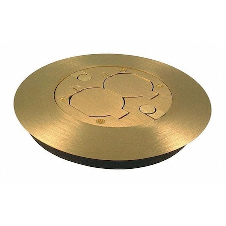 Raco Box Cover, Floor Box Type, Brass, Single Receptacle Cover Type 6280
