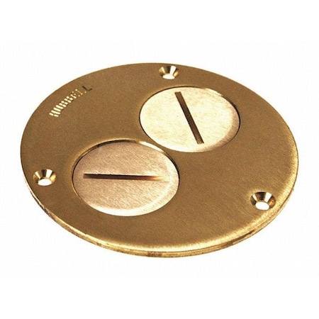 Raco Box Cover, Floor Box Type, 1 Gang, Brass, Single Receptacle Cover Type 6284