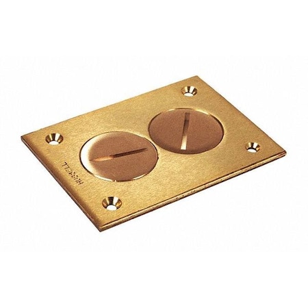 Raco Box Cover, Floor Box Type, 1 Gang, Brass, Single Receptacle Cover Type 6288