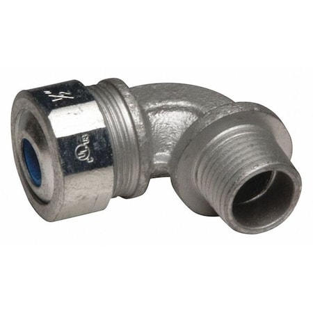 Raco Conduit Fitting Cordgrip, 1/2 in, Liquid-Tight, Malleable Iron, Zinc Plated, Blue 3794-2
