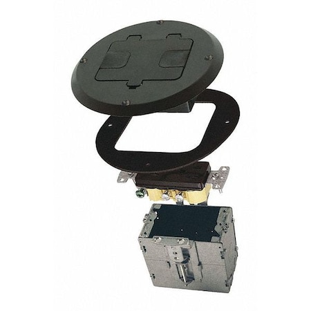 Raco Electrical Box, 28 cu in, Floor Box Type, 1 Gang, Steel, Round Shape 6239BK