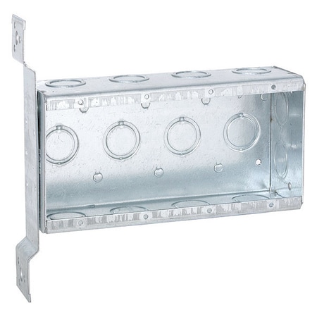 Raco Electrical Box, 63.5 cu in, Wall Box Type, 4 Gangs, Steel, Rectangular Shape 687