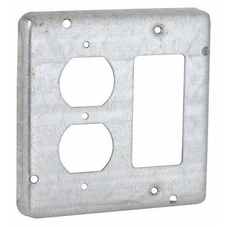 Raco Box Cover, 2 Gang, Steel, GFCI Duplex Receptacle Cover Type 959