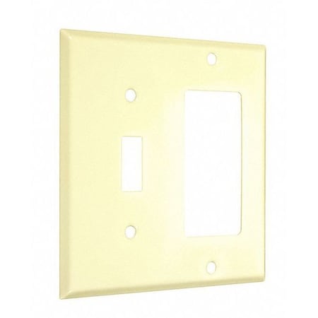 Taymac Toggle/Decorator Standard Wall Plates, Number of Gangs: 2 Metal, Smooth Finish, Ivory WI-TR