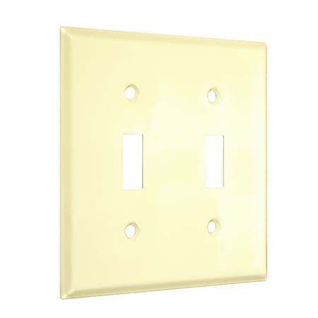 Taymac 2-Toggle Standard Wall Plates, Number of Gangs: 2 Metal, Smooth Finish, Ivory WI-TT