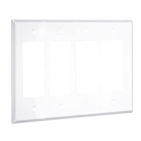 Taymac 4-Decorator Standard Wall Plates, Number of Gangs: 4 Metal, Smooth Finish, White WW-RRRR