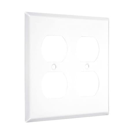 Taymac 2-Duplex Standard Wall Plates, Number of Gangs: 2 Metal, Smooth Finish, White WW-DD