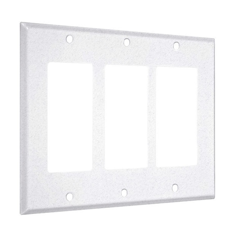 Taymac 3-Decorator Standard Wall Plates, Number of Gangs: 3 Metal, Textured Finish, White WTW-RRR