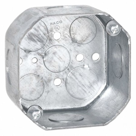 Raco Electrical Box, 21.5 cu in, Octagon Box Type, 1 Gang, Steel, Octagon Shape 166
