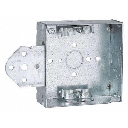 Raco Electrical Box, 21 cu in, Wall Box Type, 2 Gangs, Steel, Square Shape 225
